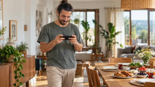 Dijital oyun reklamı setinde telefonla oyun oynarken doğal tepkiler veren genç oyuncular ve kamera ekibi