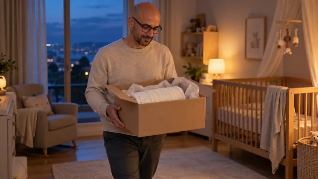 Online alışveriş reklamı çekiminde koliyi açan ve içinden çıkan ürünü doğal bir ifadeyle inceleyen oyuncu